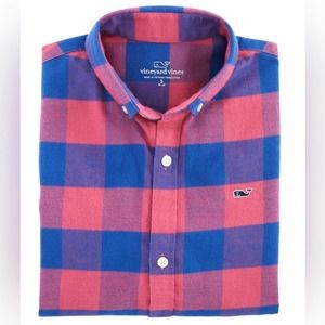 Vineyard Vines Boys Kelby Check Flannel Whale Shirt